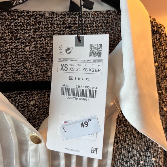 Zara Tweed Black & White dress with Cream Bodice - Picture 2 of 5